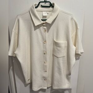 Lune Active moon structured boxy blouse marsh mellow cream oversized waffle XL